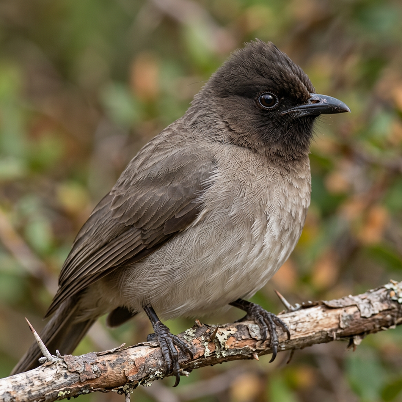 Schwarzohrbülbül (Pycnonotus barbatus), AI-illustratie