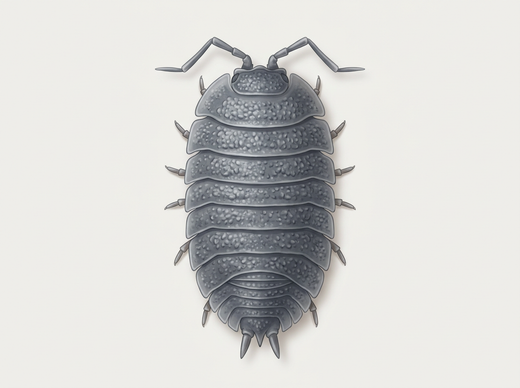 Pissebed (Porcellio scaber) van bovenaf