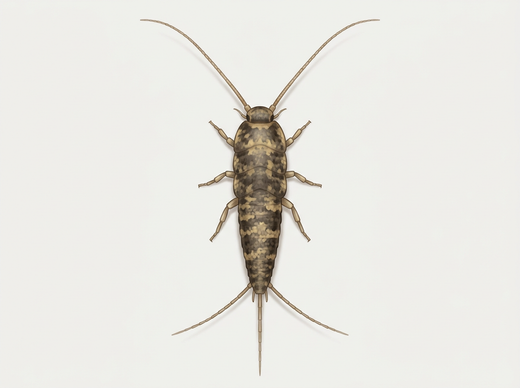 Ovenvisje (Thermobia domestica) van bovenaf