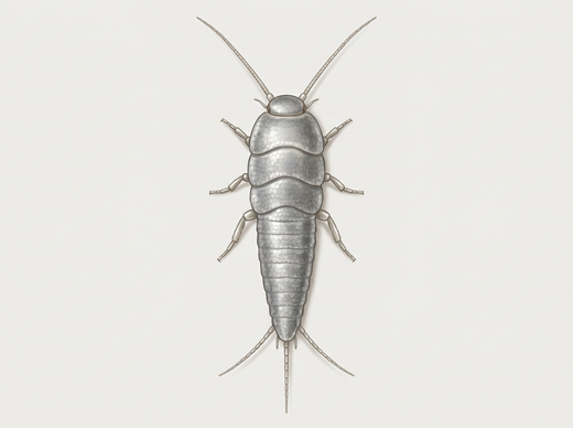 Zilvervisje (Lepisma saccharinum) van bovenaf