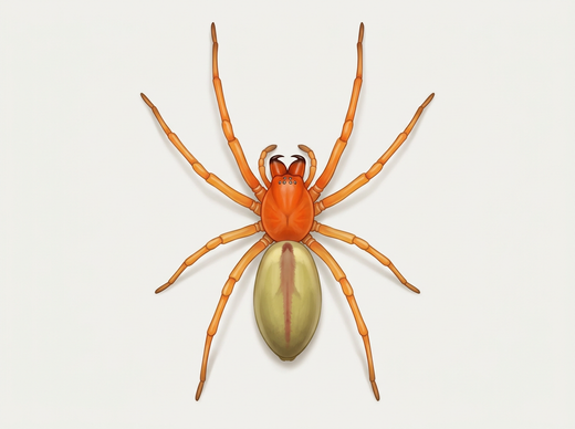 De doornvinger van de verpleegster (Cheiracanthium punctorium) van bovenaf