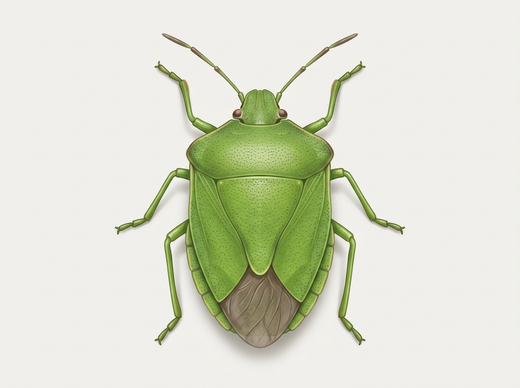 Groene stinkwants (Palomena prasina) van bovenaf