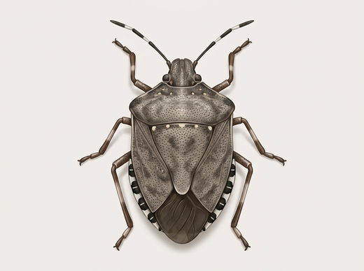 Gemarmerde stinkwants (Halyomorpha halys) van bovenaf