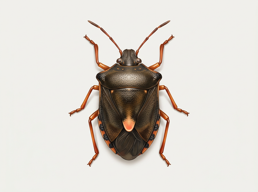 Roodpootschildwants (Pentatoma rufipes) van boven