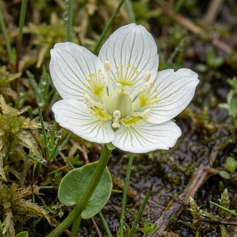 Moeras Heartleaf (Parnassia palustris), AI-illustratie