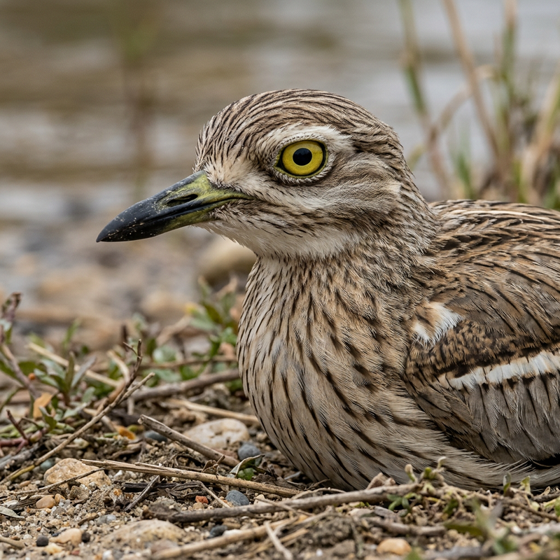 Wassertriel (Burhinus vermiculatus), AI-illustratie