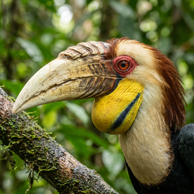 Wellenhornvogel (Rhyticeros undulatus), AI-illustratie