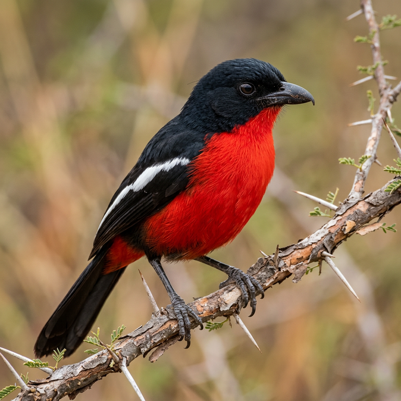 Zinnoberwürger (Laniarius atrococcineus), AI-illustratie