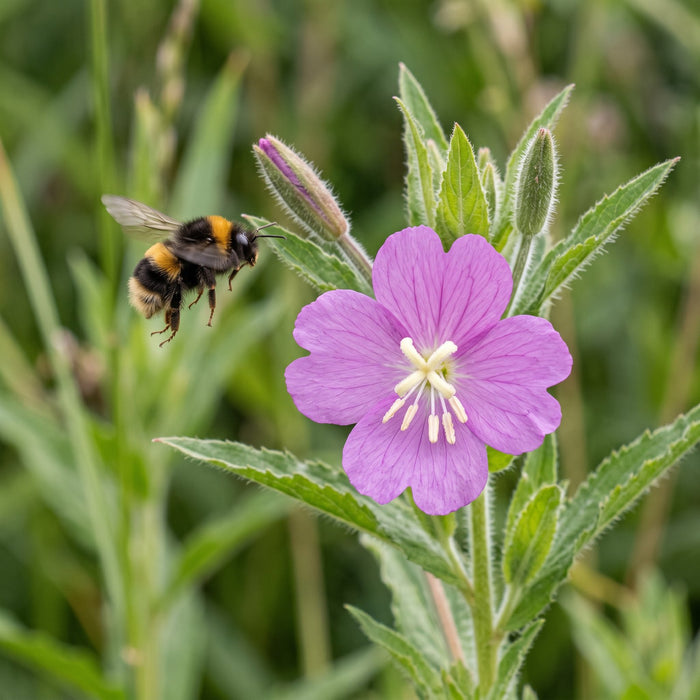 Blüte von Zottiges Weidenröschen (Epilobium hirsutum) in Nahaufnahme (KI-generiert)