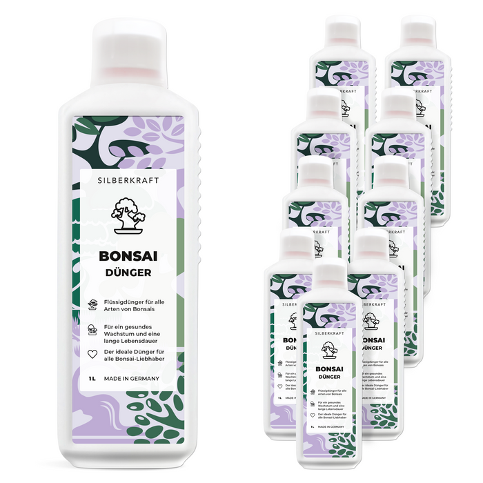 Bonsaidünger - Mineralischer NPK Flüssigdünger mit Stickstoff - Dünger für Bonsai - Bonsai Ficus Dünger - Silberkraft
