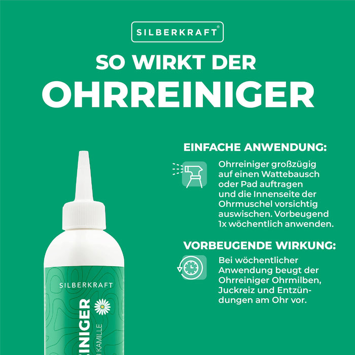 Ohrreiniger mit Kamillen-Extrakt für Hunde & Katzen - Silberkraft