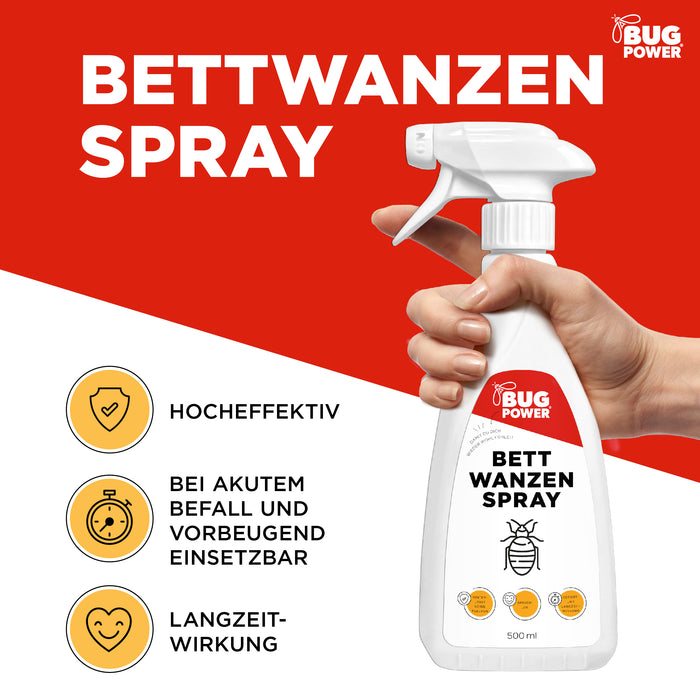 BugPower Bettwanzen Spray - effektiv gegen Bettwanzen und deren Larven - Silberkraft
