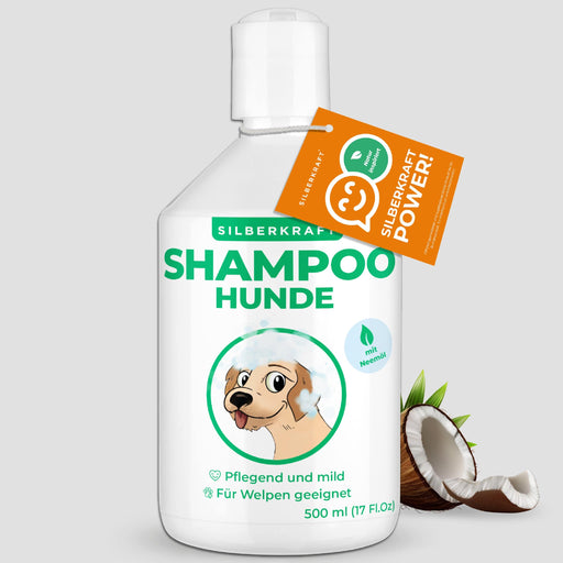 Neemöl Hundeshampoo Hunde & Welpen - Pflegeprodukt sensitiv Shampoo gegen Juckreiz und Geruch, Shampoo Hunde für gepflegtes Fell - Silberkraft