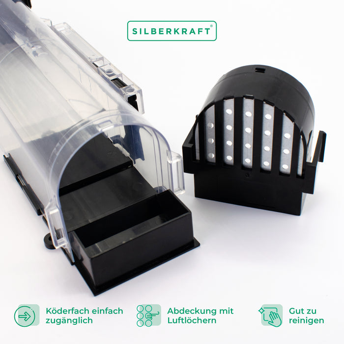 Lebendfalle für Mäuse und Ratten aus Kunststoff - tierfreundliche Alternative zu Schlagfallen und Giftköder - Silberkraft