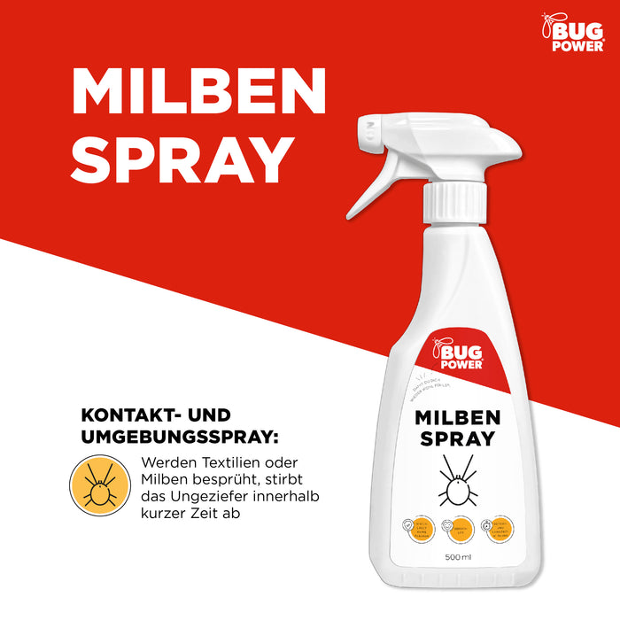 BugPower Milben Spray für Textilien 500 ml- hinterlässt keine Flecken - Silberkraft