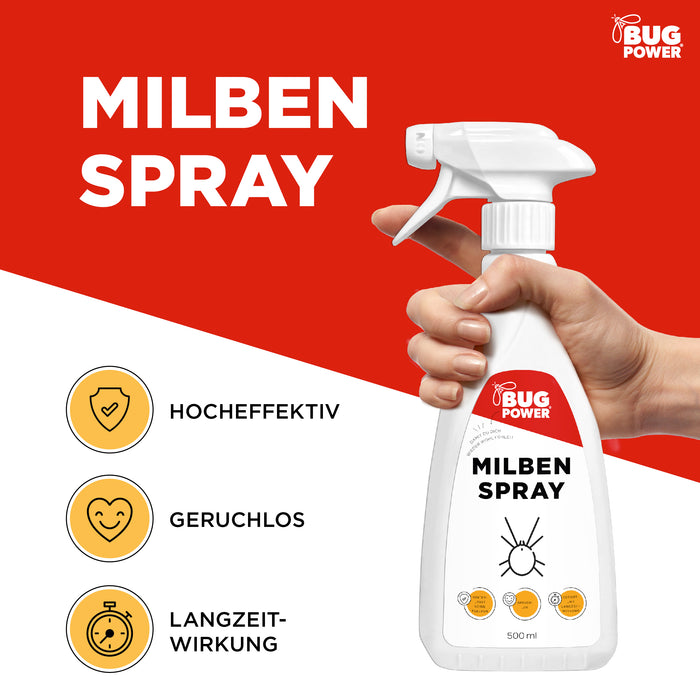 BugPower Milben Spray für Textilien 500 ml- hinterlässt keine Flecken - Silberkraft