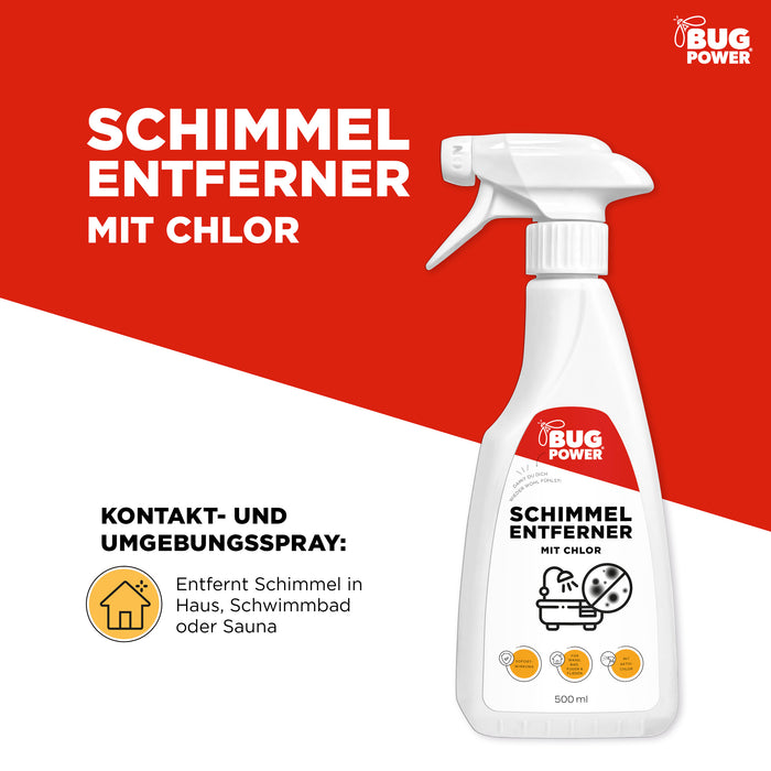Schimmelentferner Spray mit Chlor - für Fliesen, Fugen, Wände & Decken Schimmel Entferner Aktiv Chlor - Silberkraft