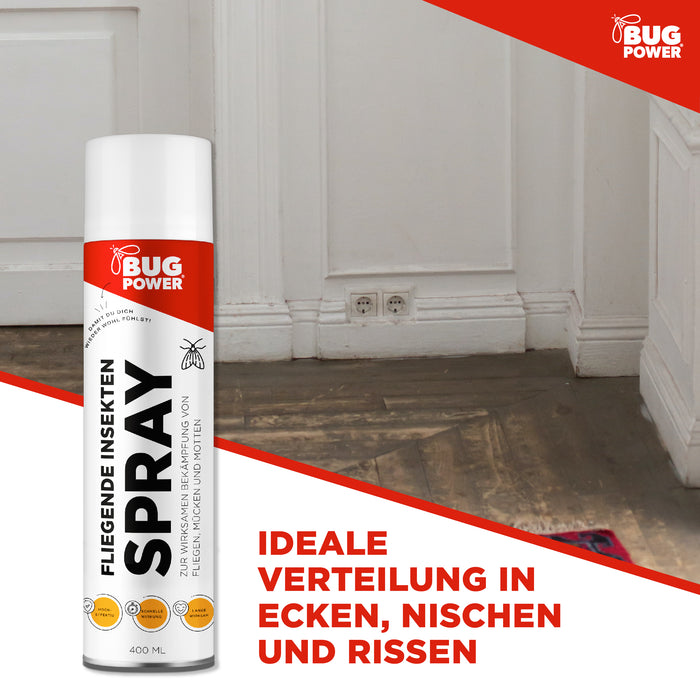 BugPower Spray tegen vliegende insecten 400 ml - breed werkingsspectrum - snelle werking & met knock-down effect - zilverkracht