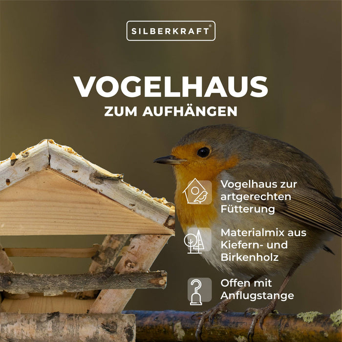 Vogelhaus mit Weidendach zum Aufhängen - Silberkraft