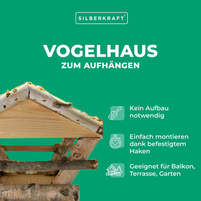 Vogelhaus mit Weidendach zum Aufhängen - Silberkraft
