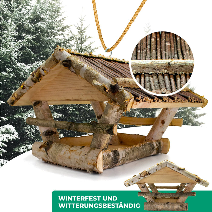 Vogelhaus mit Weidendach zum Aufhängen - Silberkraft