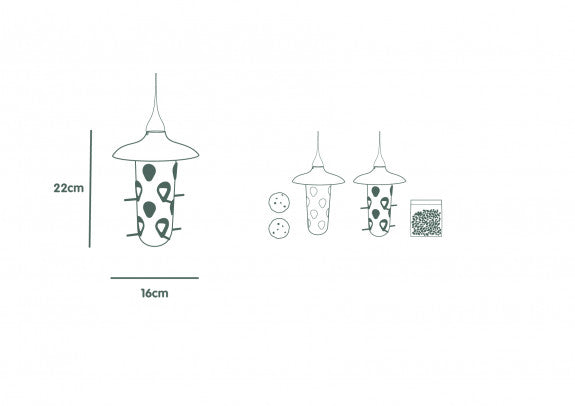Vogelfutterspender - Multifunktionale Futterstation für die Vogelfütterung - 22 cm - Silberkraft